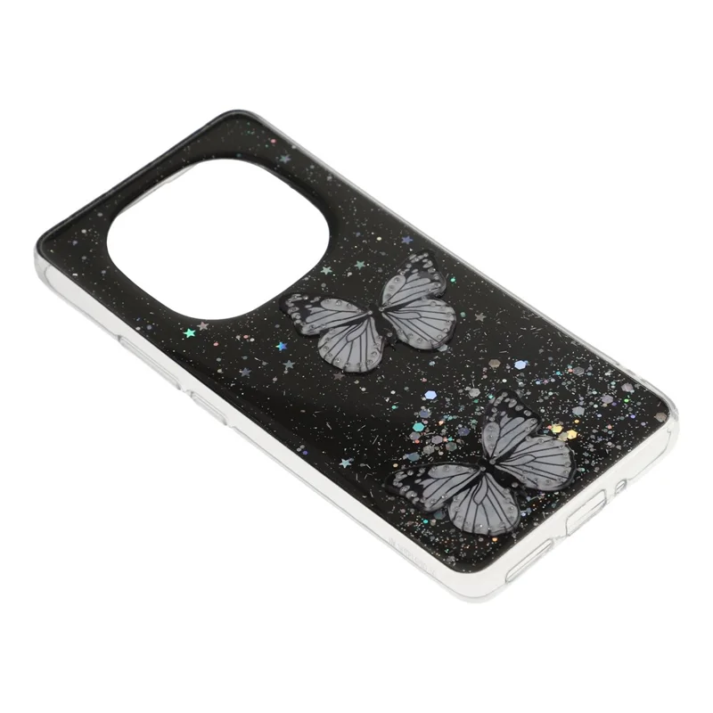 For Xiaomi Redmi Note 14 Pro+ 5G Case Epoxy PVC Butterfly TPU Aesthetics Phone Cover - Black