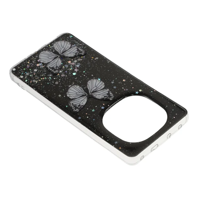 For Xiaomi Redmi Note 14 Pro+ 5G Case Epoxy PVC Butterfly TPU Aesthetics Phone Cover - Black