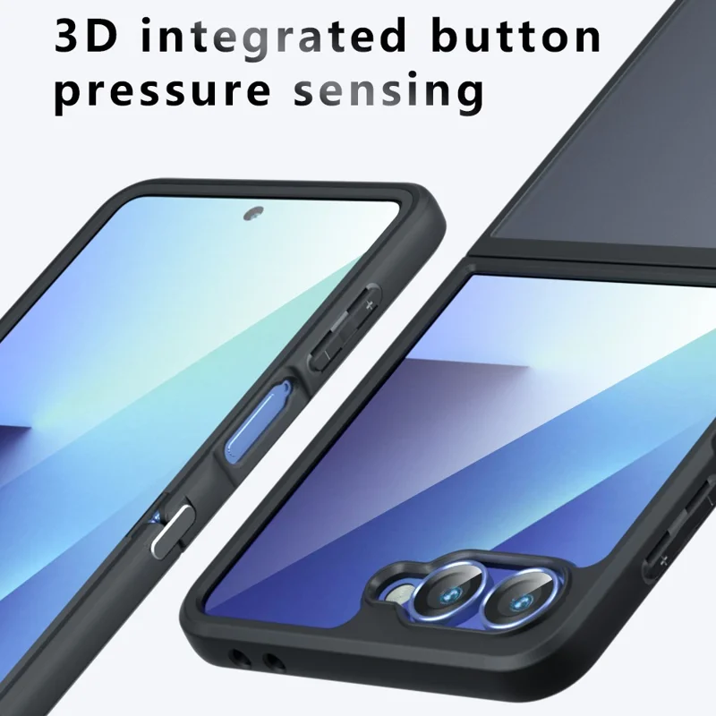 For Samsung Galaxy Z Flip7 5G Shockproof Case TPU+PC Phone Cover - Transparent Black