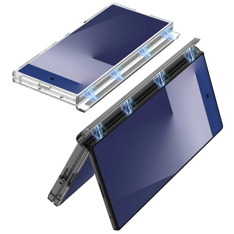 GKK Für Samsung Galaxy Z Fold7 5G Hülle Magnetisches Scharnier Luftkissen Stoßfeste TPU Faltbare Handyhülle - Transparent