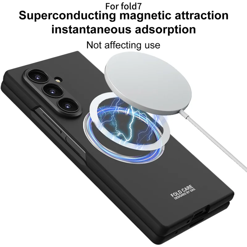GKK For Samsung Galaxy Z Fold7 5G Magnetic Case PC Phone Cover with Screen Film - Black