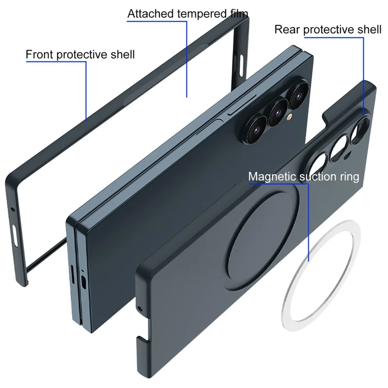 GKK For Samsung Galaxy Z Fold7 5G Magnetic Case PC Phone Cover with Screen Film - Black