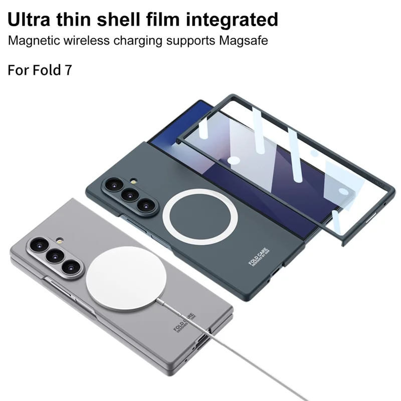 GKK For Samsung Galaxy Z Fold7 5G Magnetic Case PC Phone Cover with Screen Film - Black