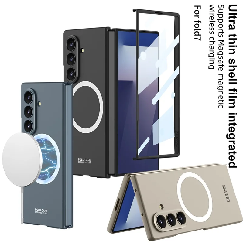 GKK For Samsung Galaxy Z Fold7 5G Magnetic Case PC Phone Cover with Screen Film - Black