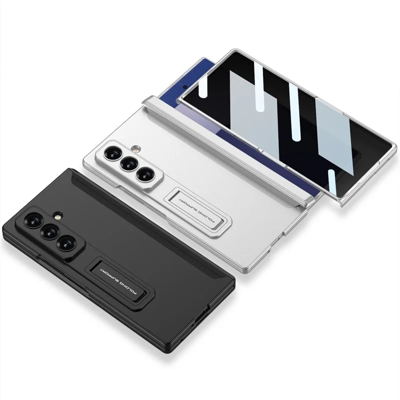 Étui GKK pour Samsung Galaxy Z Fold7 5G avec support Housse de téléphone pliante magnétique en PC avec film de protection d'écran avant - Noir