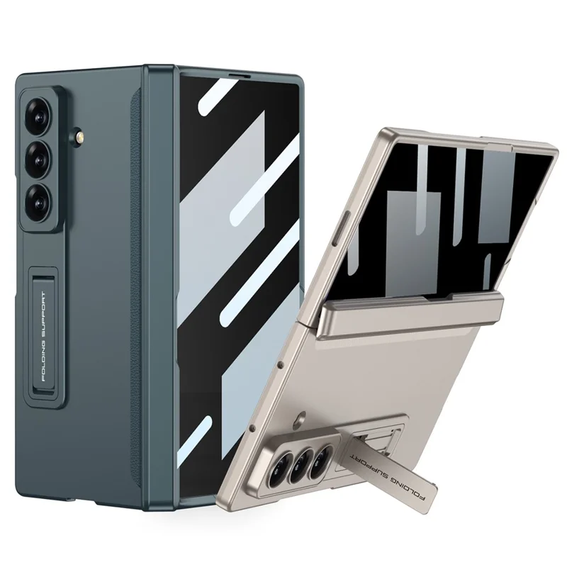 Étui GKK pour Samsung Galaxy Z Fold7 5G avec support Housse de téléphone pliante magnétique en PC avec film de protection d'écran avant - Noir