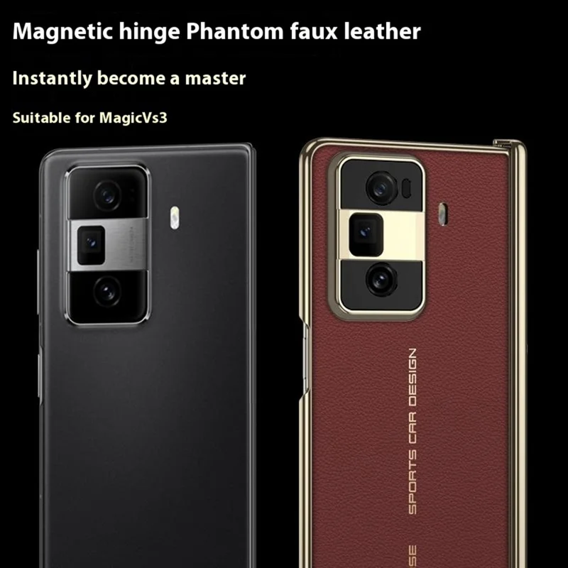 GKK For Honor Magic Vs3 5G Case Magnetic Hinge PU + PC Phone Cover with Tempered Glass Film - Black