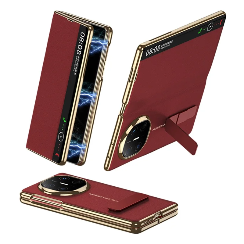 GKK For Huawei Mate X6 Case Ultra Thin PU Leather + PC Folding Phone Cover with Kickstand - Red