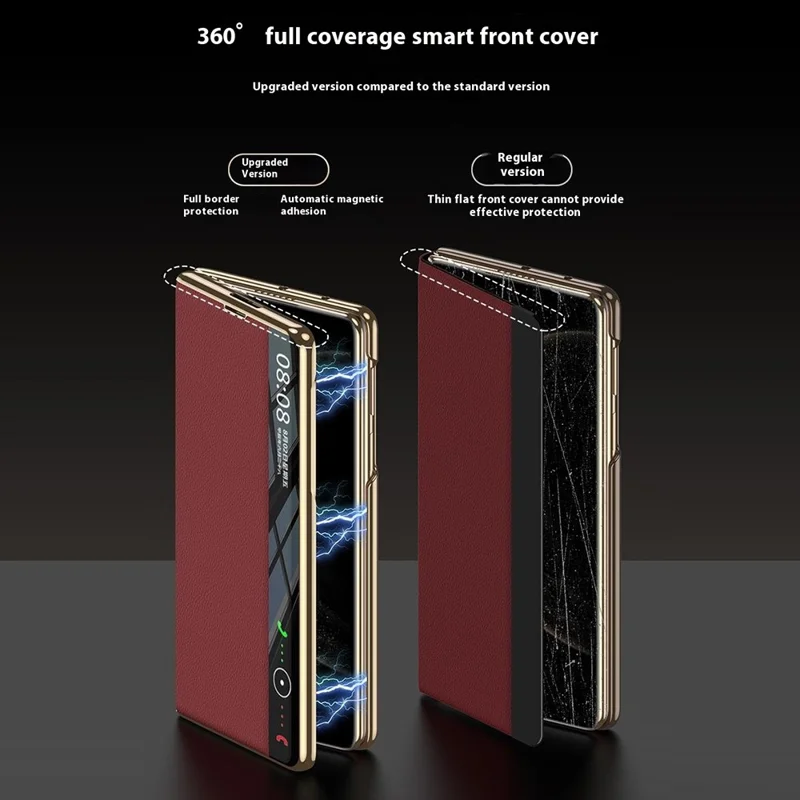 GKK For Huawei Mate X6 Case Ultra Thin PU Leather + PC Folding Phone Cover with Kickstand - Red