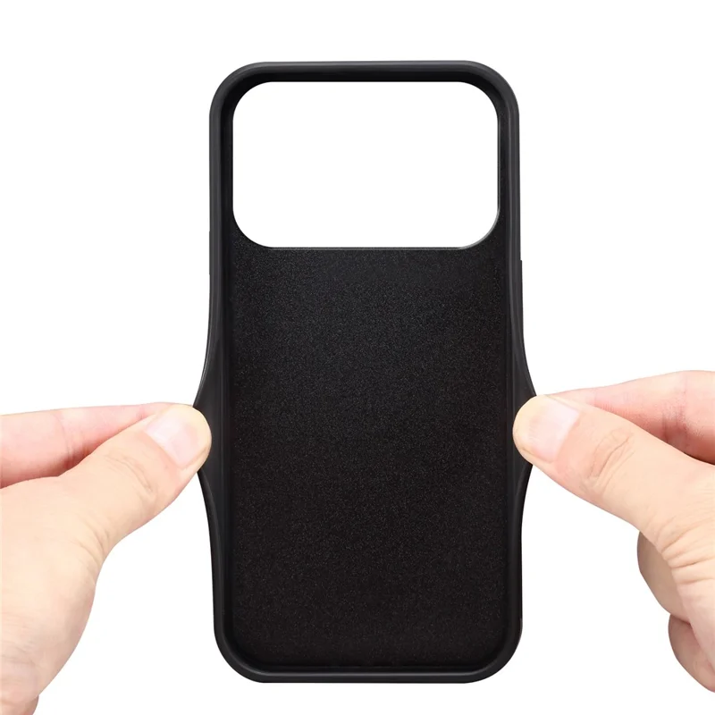 DENIOR For iPhone 17 Pro Max Case Elastic Card Holder PU Leather + TPU + PC Phone Cover - Black