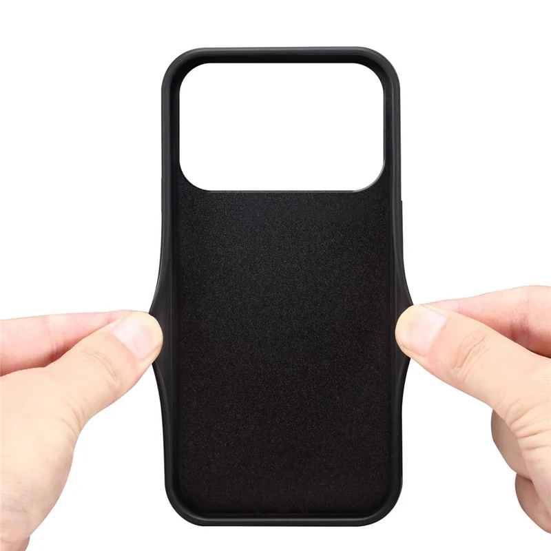 DENIOR For iPhone 18 Pro Max / 17 Pro Max Case Card Holder Kickstand Leather Phone Back Cover - Black