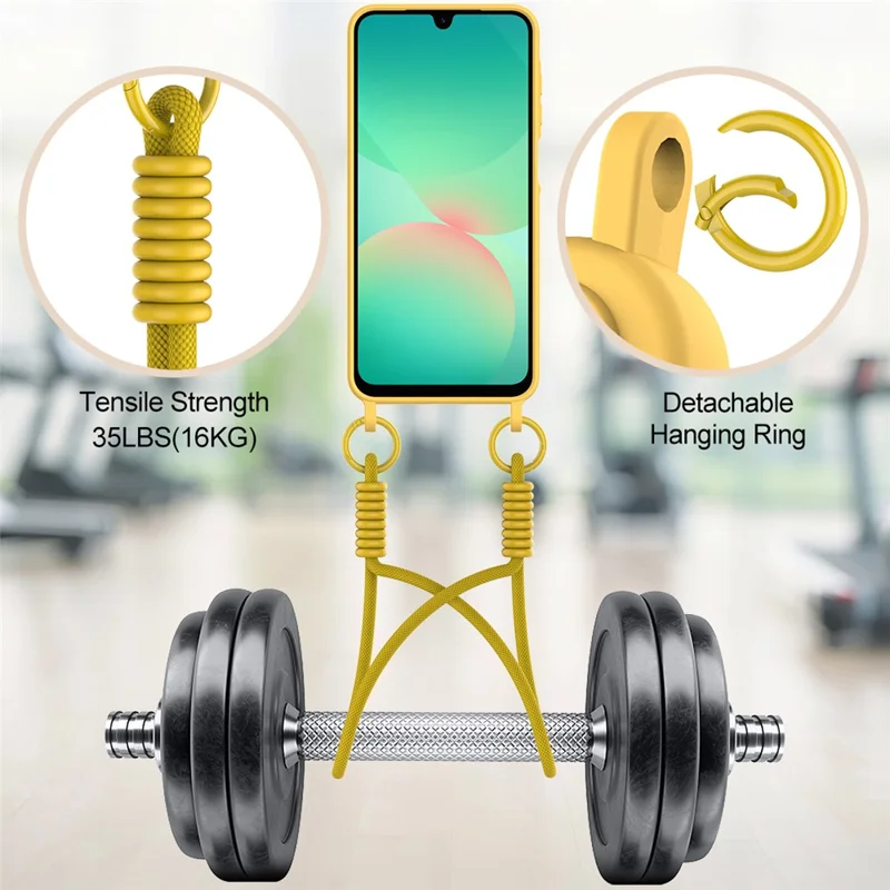 For Samsung Galaxy A56 5G  /  A36 5G Liquid Silicone Case Phone Back Cover with Short Strap - Yellow