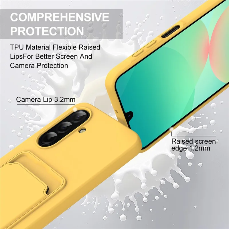 For Samsung Galaxy A56 5G  /  A36 5G Liquid Silicone Case Phone Back Cover with Short Strap - Yellow