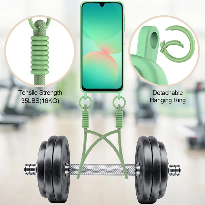 För Samsung Galaxy A56 5G / A36 5G Liquid Silicone Skal för Telefonens Baksida med Kort Rem - Grön
