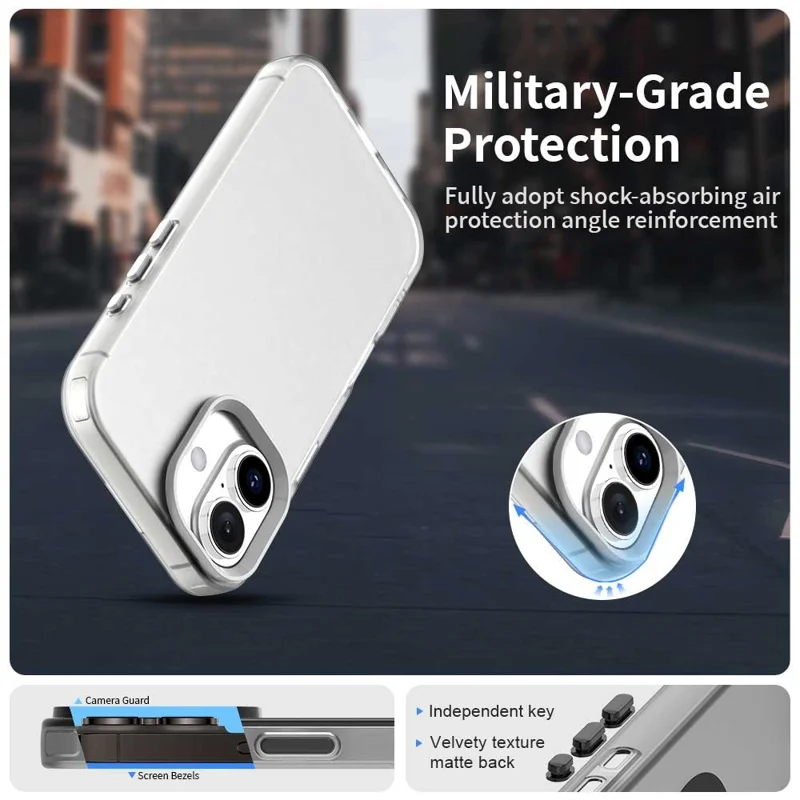 For iPhone 17 Case PC + TPU + PET Matte Anti-Drop Phone Back Cover - White