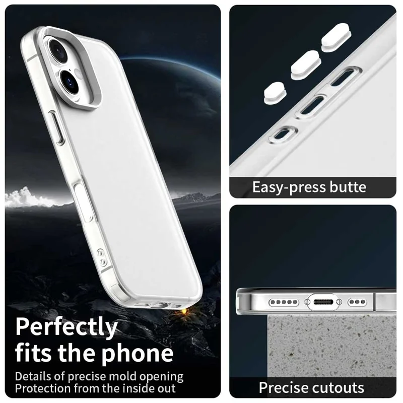 For iPhone 17 Case PC + TPU + PET Matte Anti-Drop Phone Back Cover - White