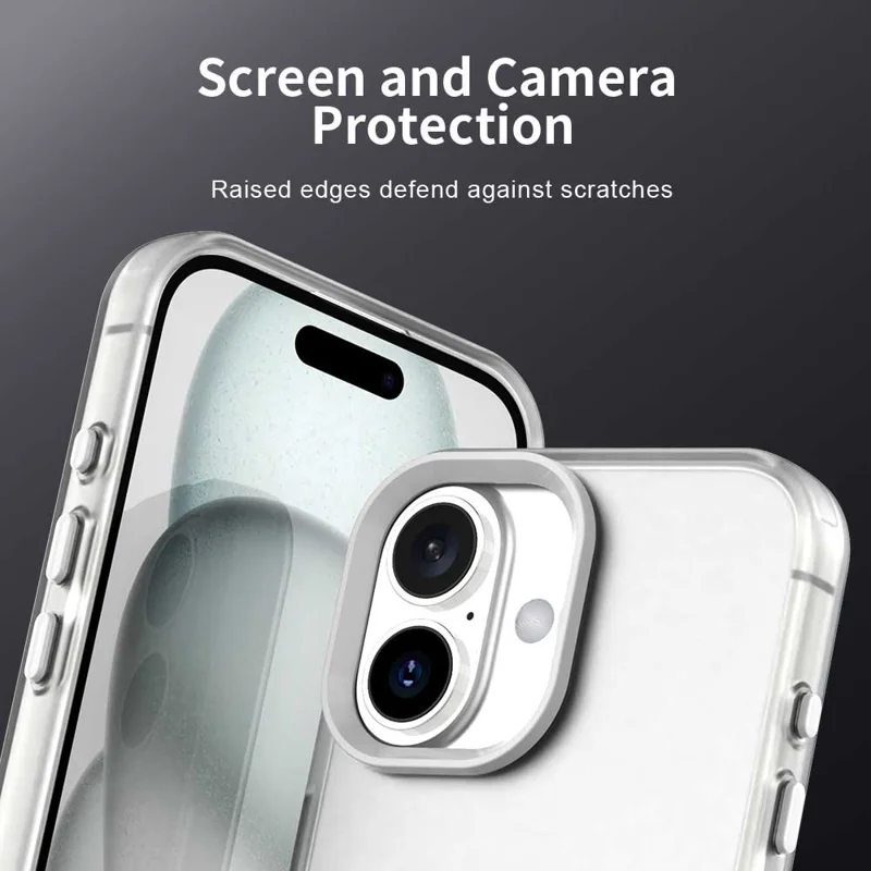 For iPhone 17 Case PC + TPU + PET Matte Anti-Drop Phone Back Cover - White