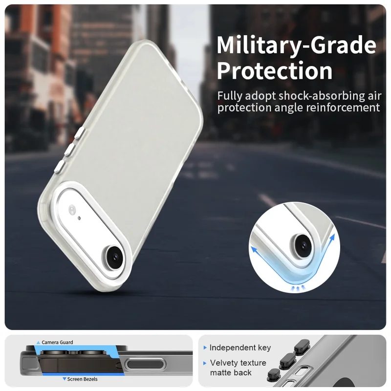 Für iPhone 17 Lufthülle PC + TPU + PET Matter stoßfester Handyrückendeckel - Weiß