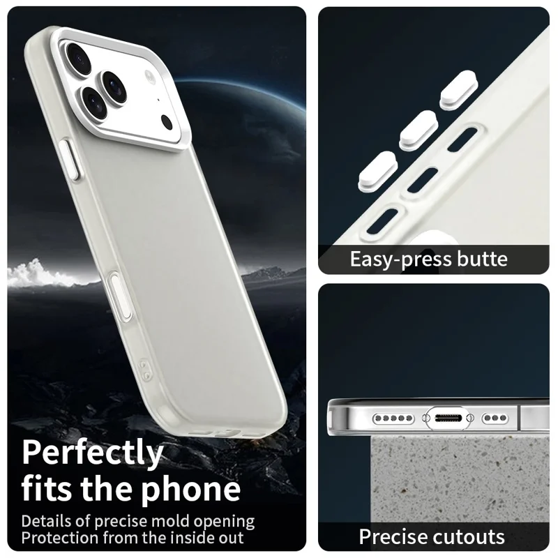 For iPhone 17 Pro Case PC + TPU + PET Matte Anti-Drop Phone Back Cover - White