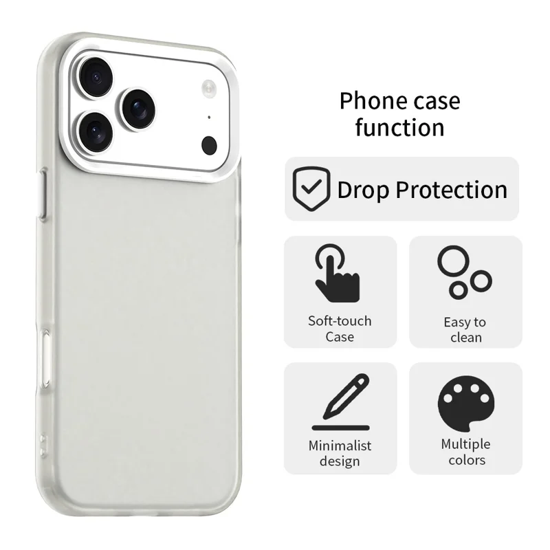 For iPhone 17 Pro Case PC + TPU + PET Matte Anti-Drop Phone Back Cover - White
