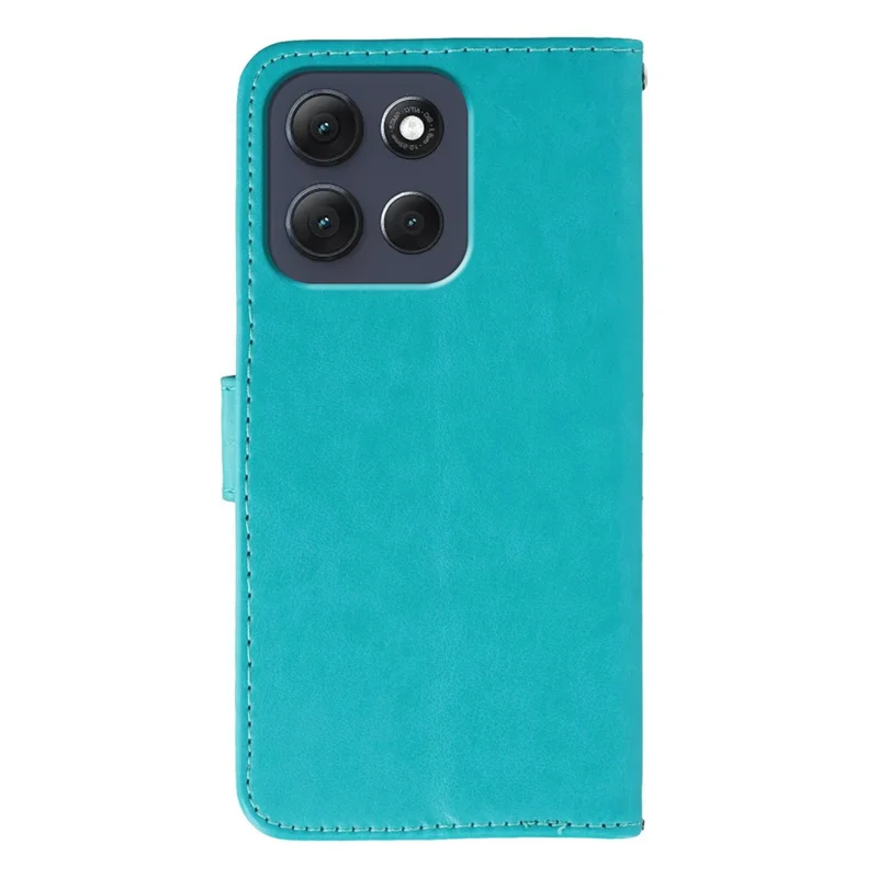 Pour Motorola Moto G86 5G Étui en cuir PU à rabat pour portefeuille avec lanière - Bleu