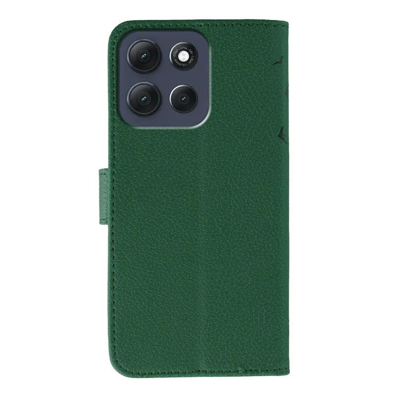 Pour Motorola Moto G86 5G Étui Empreinte de Plume en Cuir PU Portefeuille Housse de Téléphone - Vert