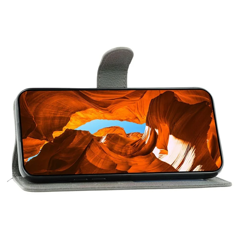 Pour Motorola Moto G56 5G Étui Empreinte de Plume en Cuir PU Housse de Téléphone Portefeuille - Gris