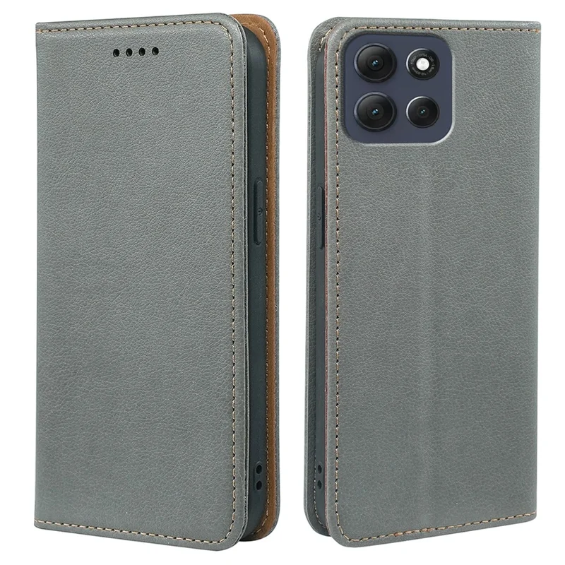 Étui Portefeuille pour Motorola Moto G86 5G avec Blocage RFID, Housse de Téléphone en Cuir avec Fermeture Magnétique Robuste - Gris