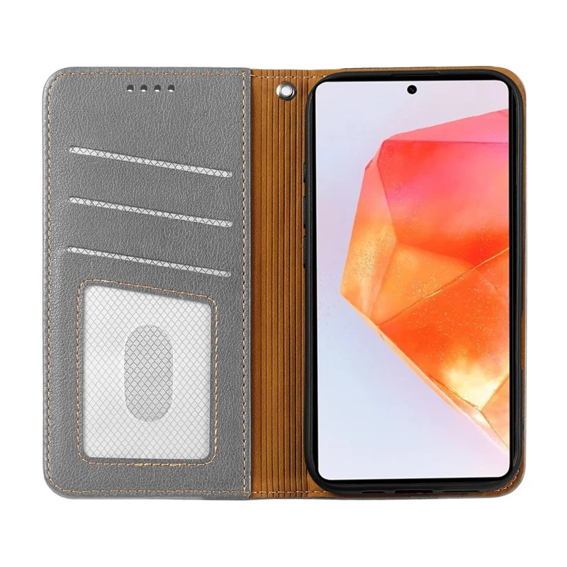 Étui Portefeuille pour Motorola Moto G86 5G avec Blocage RFID, Housse de Téléphone en Cuir avec Fermeture Magnétique Robuste - Gris