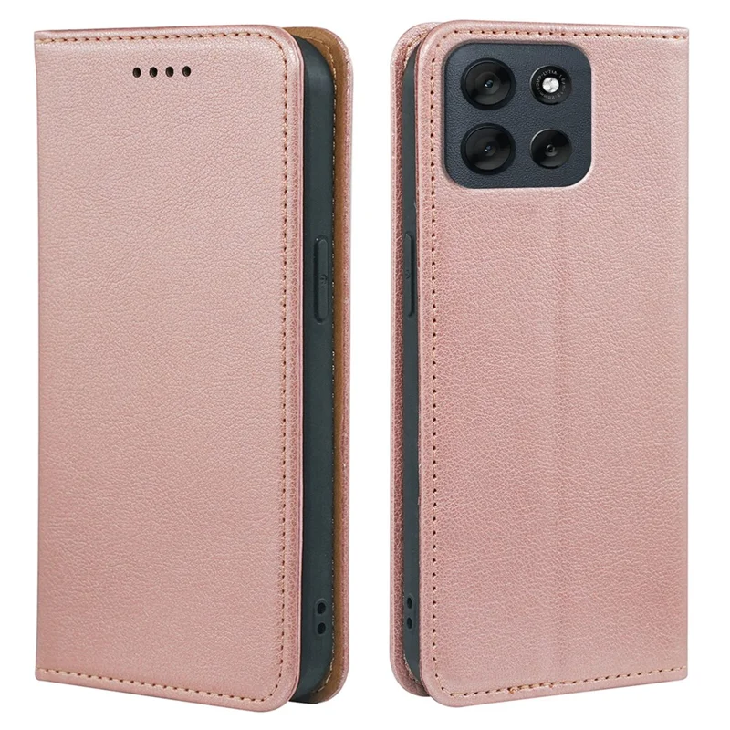 Étui portefeuille pour Motorola Moto G56 5G avec Blocage RFID, Housse de téléphone en cuir à fermeture magnétique robuste - Or Rose