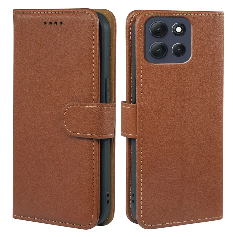 Pour Motorola Moto G86 5G Étui Portefeuille Bloquant RFID, Texture Cuir Grainé, Fermeture Magnétique - Marron
