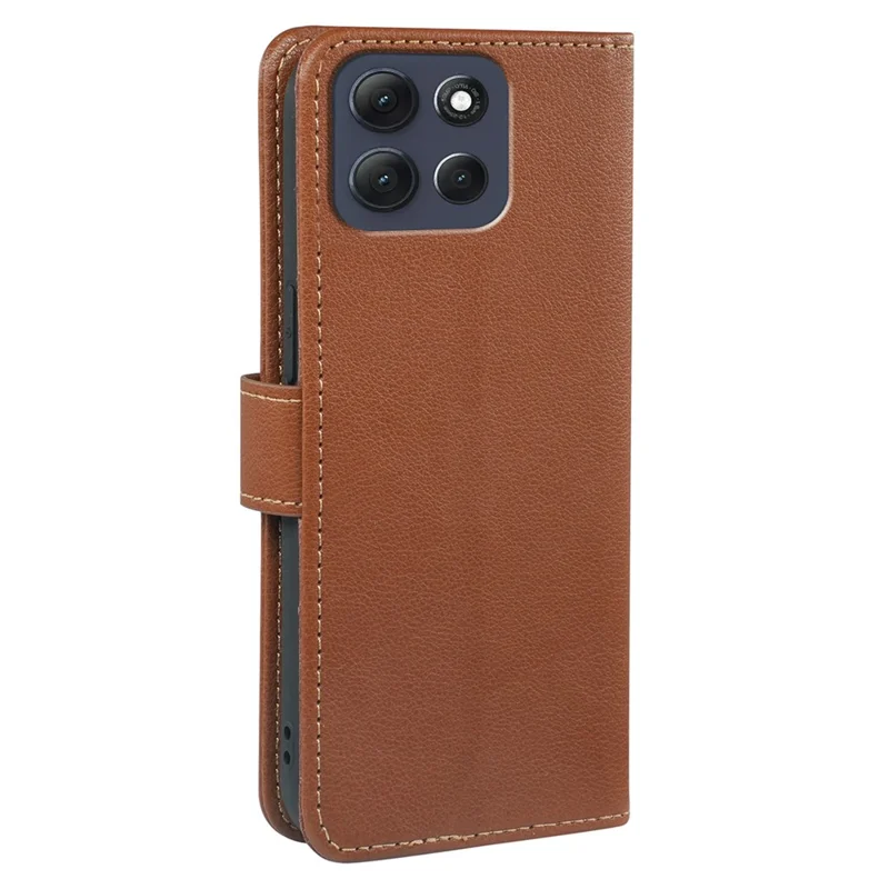 Pour Motorola Moto G86 5G Étui Portefeuille Bloquant RFID, Texture Cuir Grainé, Fermeture Magnétique - Marron