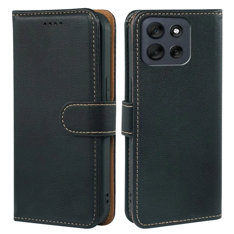 Pour Motorola Moto G56 5G Étui Portefeuille Blocage RFID Texture de litchi Housse de téléphone en cuir Fermoir magnétique - Noir