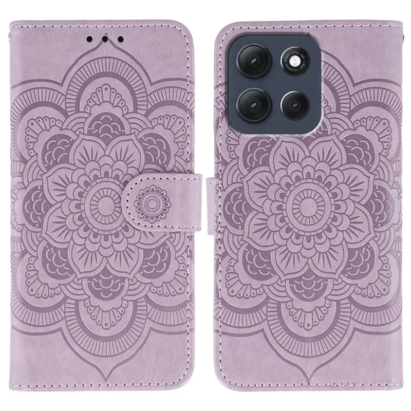 Étui pour Motorola Moto G86 5G en Cuir PU avec Design Mandala Imprimé, Housse de Téléphone Portefeuille avec Dragonne - Violet