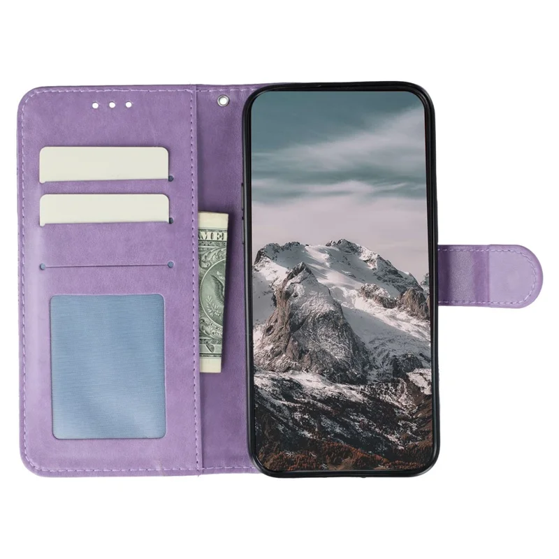 Étui pour Motorola Moto G86 5G en Cuir PU avec Design Mandala Imprimé, Housse de Téléphone Portefeuille avec Dragonne - Violet