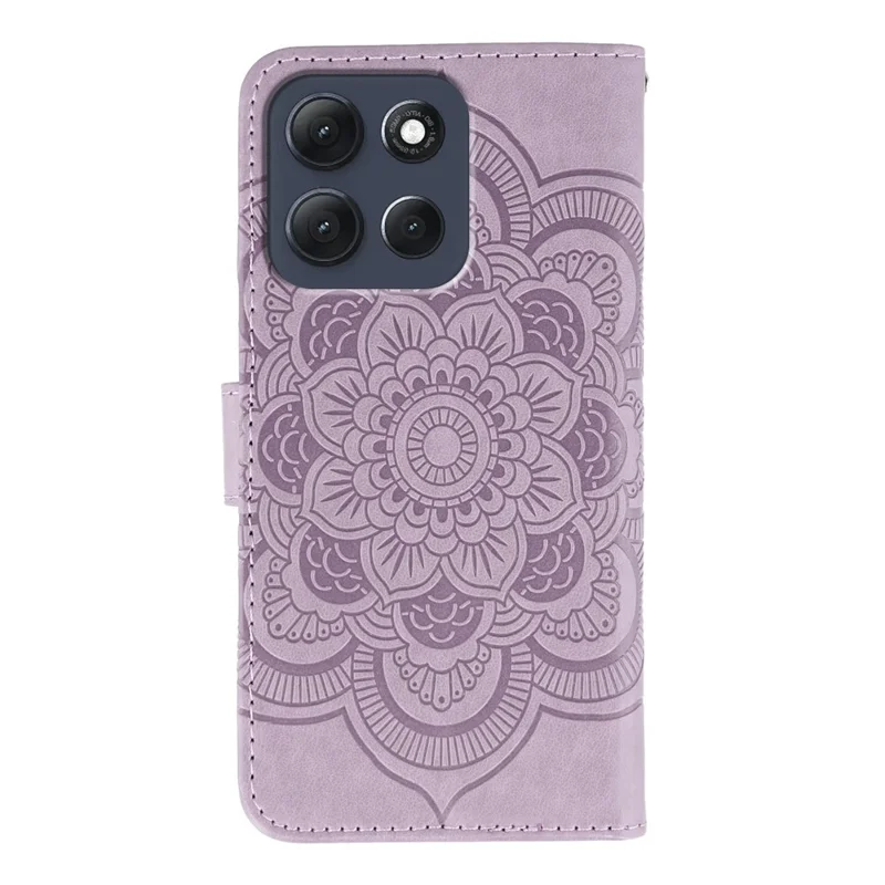 Étui pour Motorola Moto G86 5G en Cuir PU avec Design Mandala Imprimé, Housse de Téléphone Portefeuille avec Dragonne - Violet
