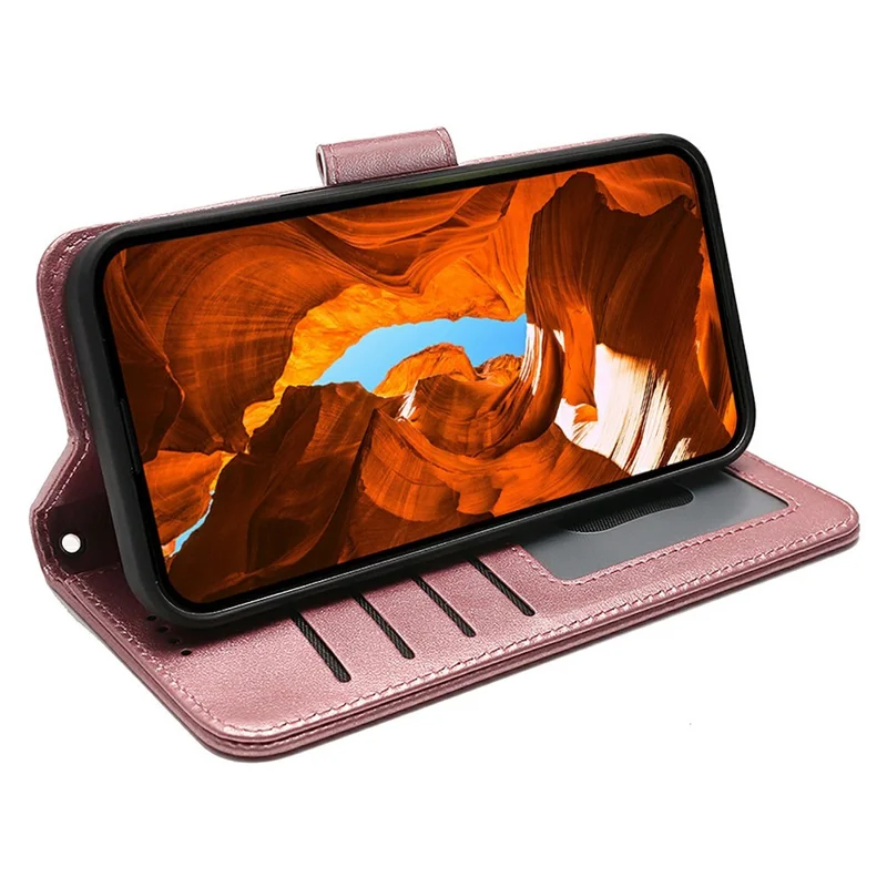 Pour Motorola Moto G86 5G Étui Support Porte-Cartes Portefeuille Housse en Cuir pour Téléphone - Or Rose