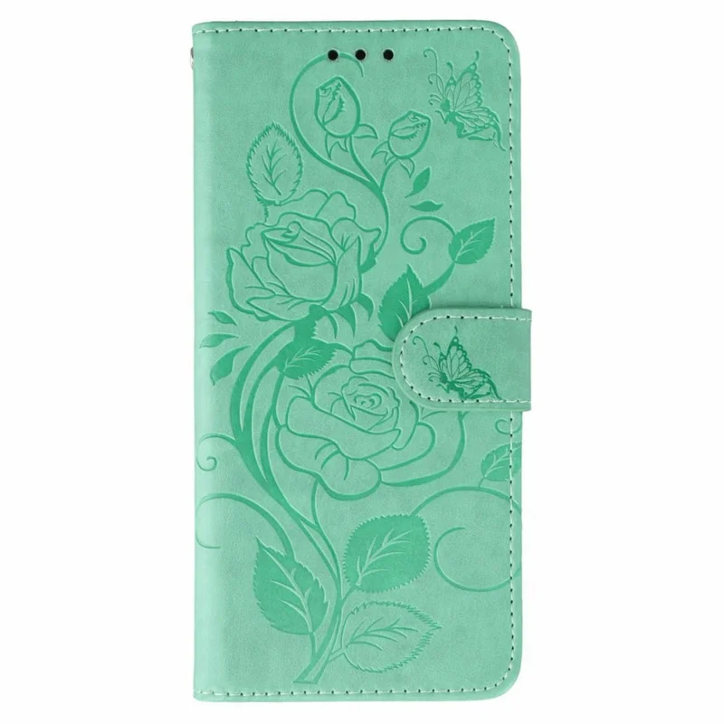 Pour Motorola Moto G86 5G Étui Portefeuille Support Imprimé Rose Papillon Cuir PU Téléphone Couverture - Vert