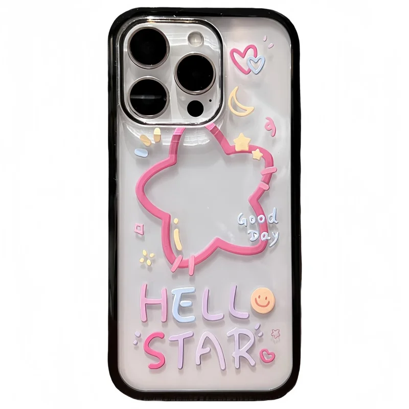 For iPhone 16 Pro Max Case Pattern Printing TPU + Acrylic Phone Cover - Star
