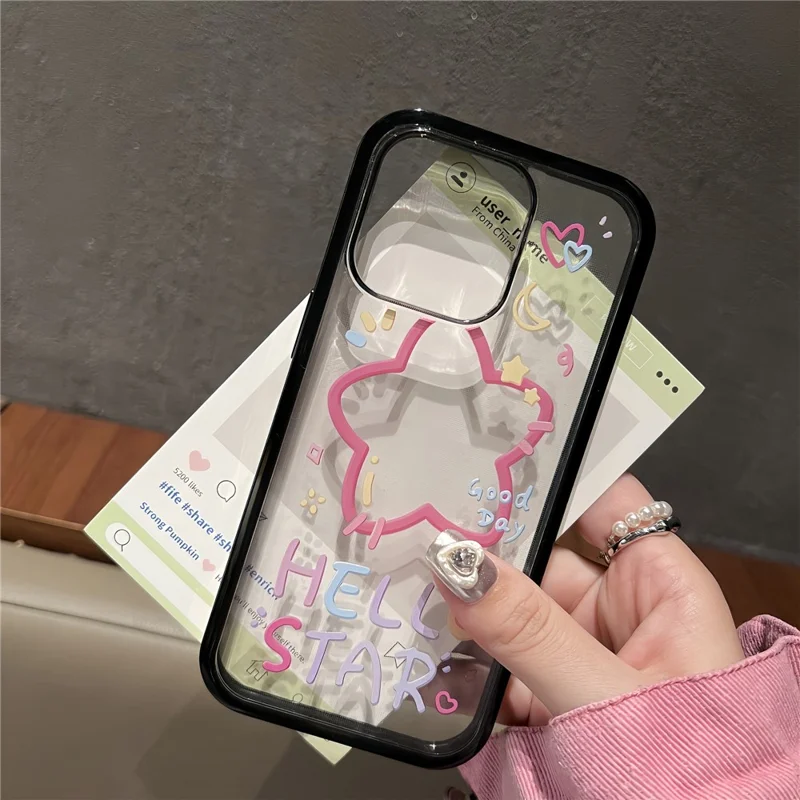 For iPhone 16 Pro Max Case Pattern Printing TPU + Acrylic Phone Cover - Star