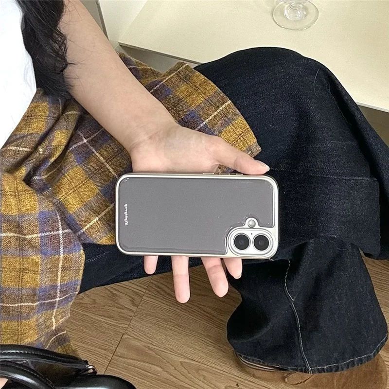 For iPhone 16 Case Minimalist Aesthetic Hard PC Epoxy Phone Cover