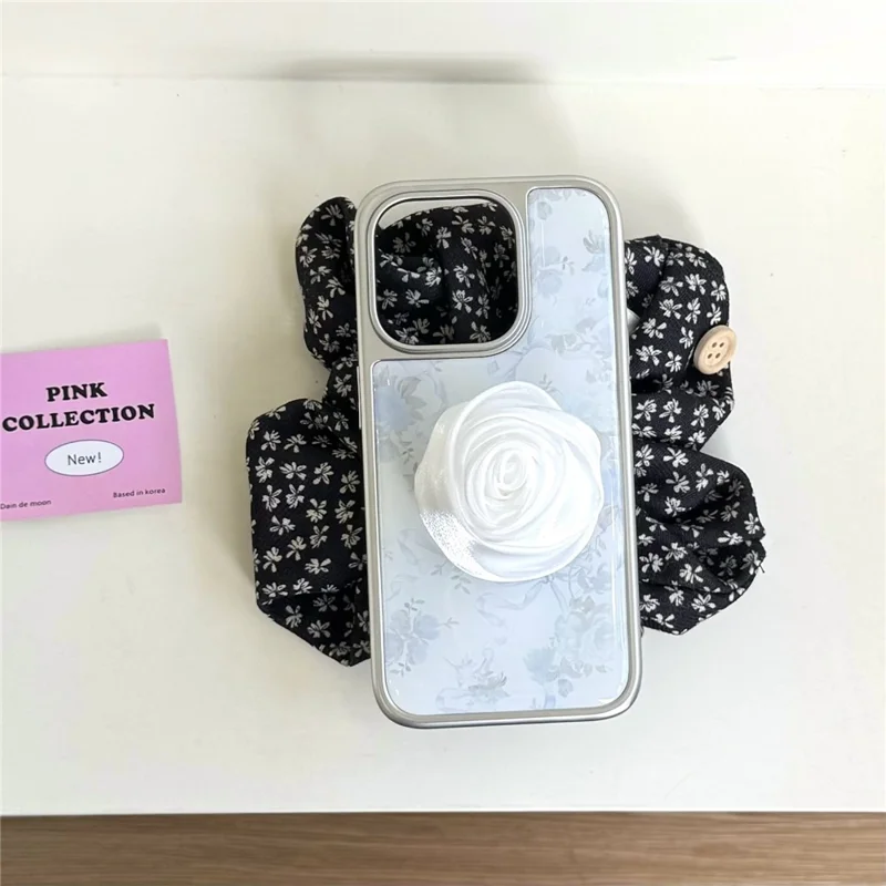 For iPhone 15 Pro Max Case 3D Camellia Charm Hard PC Epoxy Phone Cover