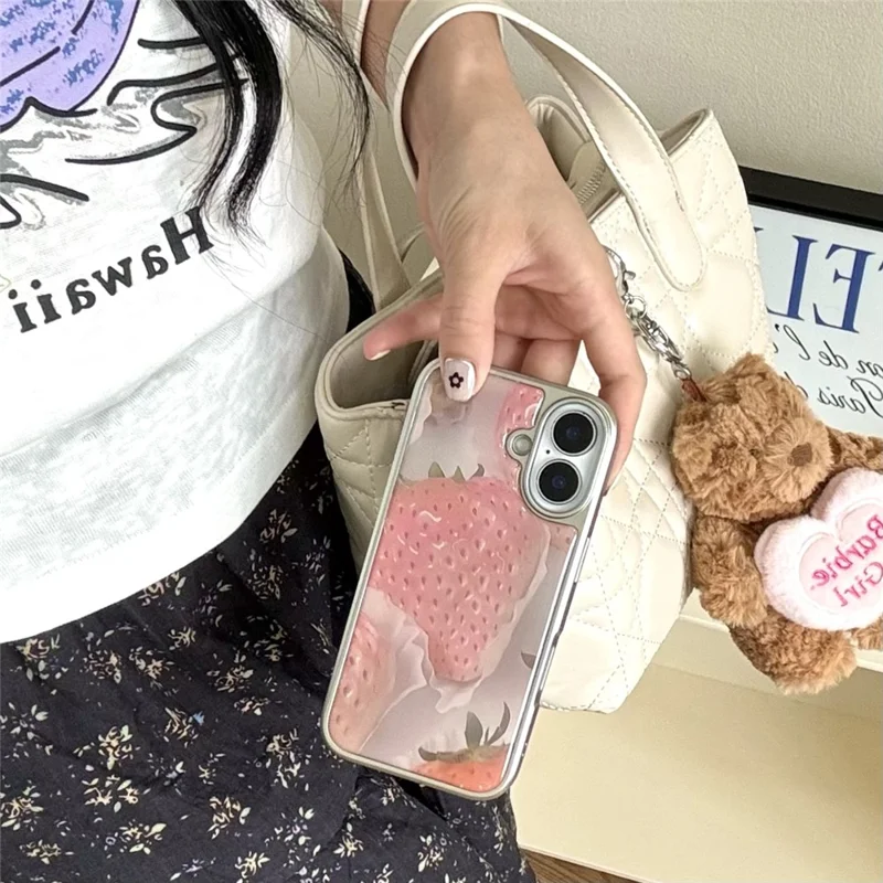 Étui pour iPhone 16 en PC époxy à motif de fruits Antichoc - Fraise