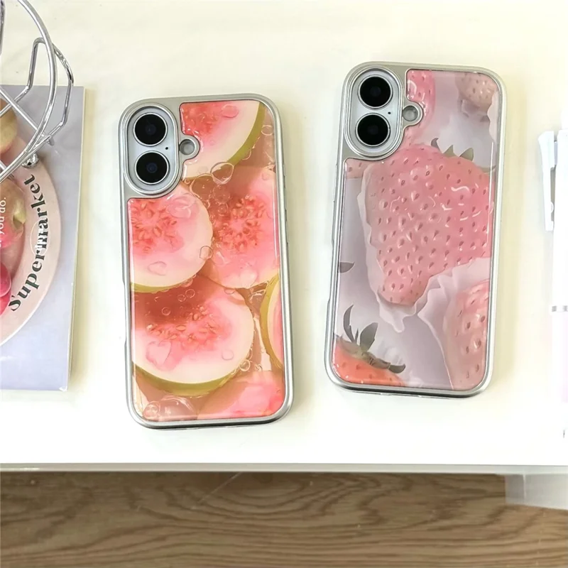 Étui pour iPhone 16 en PC époxy à motif de fruits Antichoc - Fraise