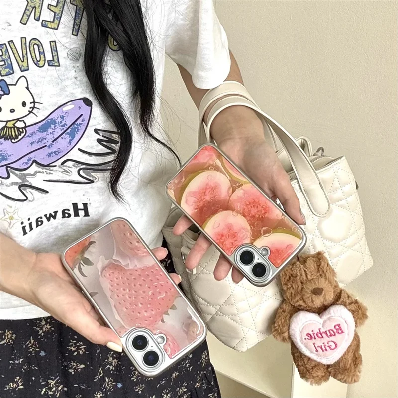 Étui pour iPhone 16 en PC époxy à motif de fruits Antichoc - Fraise