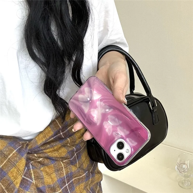 For iPhone 15 Case Gradient Butterflies Double-Sided IMD TPU Shockproof Phone Cover