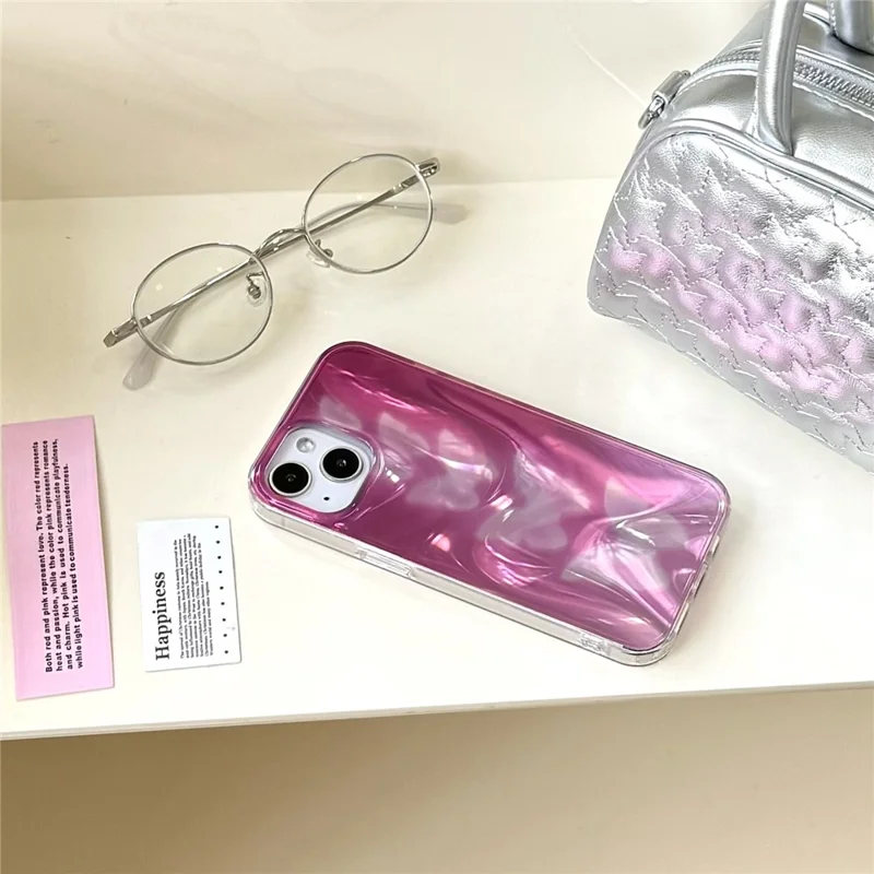 For iPhone 15 Case Gradient Butterflies Double-Sided IMD TPU Shockproof Phone Cover