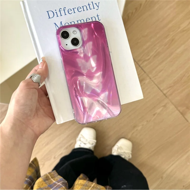 For iPhone 15 Case Gradient Butterflies Double-Sided IMD TPU Shockproof Phone Cover