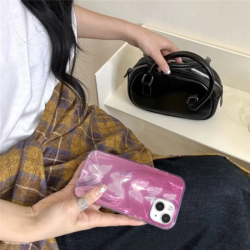 For iPhone 15 Case Gradient Butterflies Double-Sided IMD TPU Shockproof Phone Cover