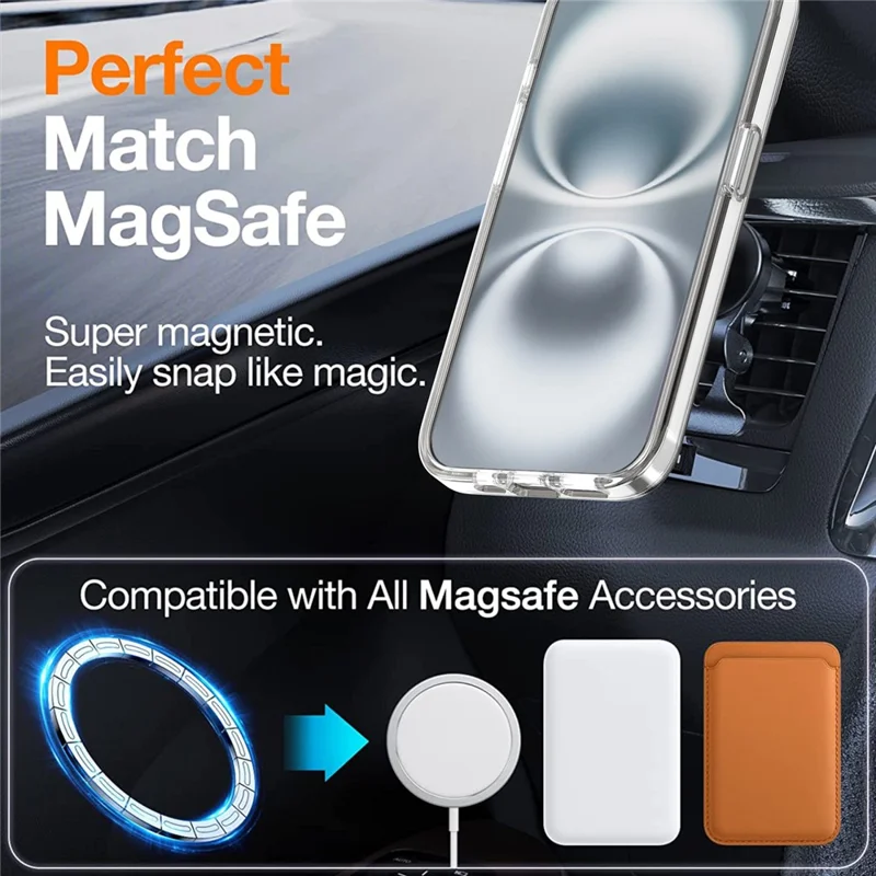 Coque pour iPhone 15 Pro Compatible avec MagSafe TPU + Coque de Téléphone Acrylique Dégradée avec Support - Blanc